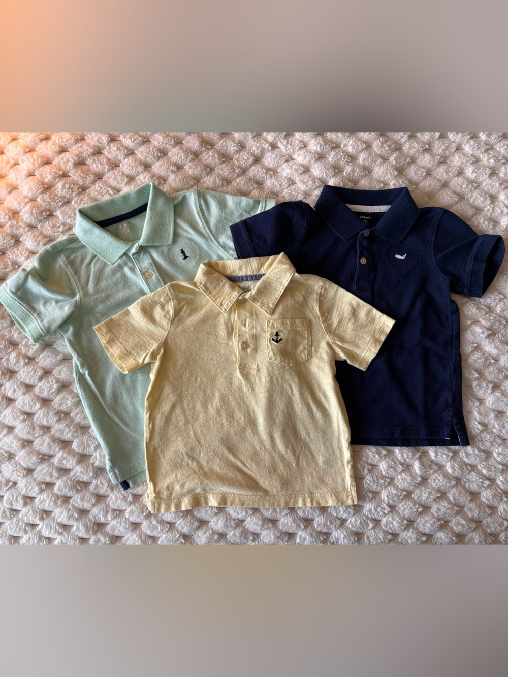 Carter's Boys Polo Trio - Navy, Light Yellow, Mint
